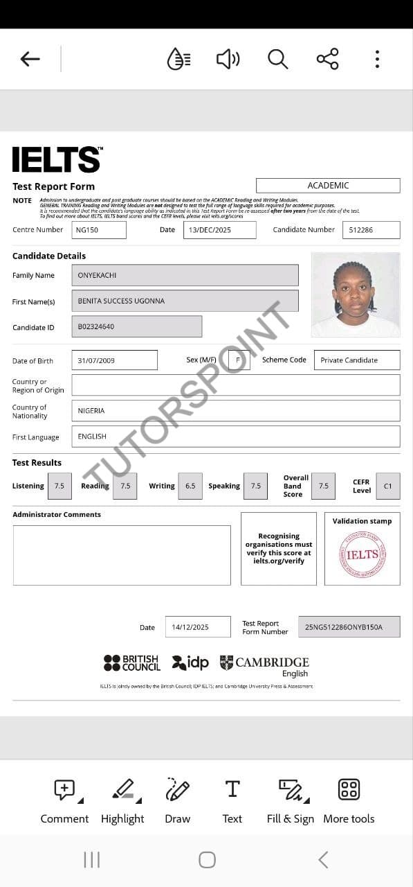 IELTS testimonial result 10