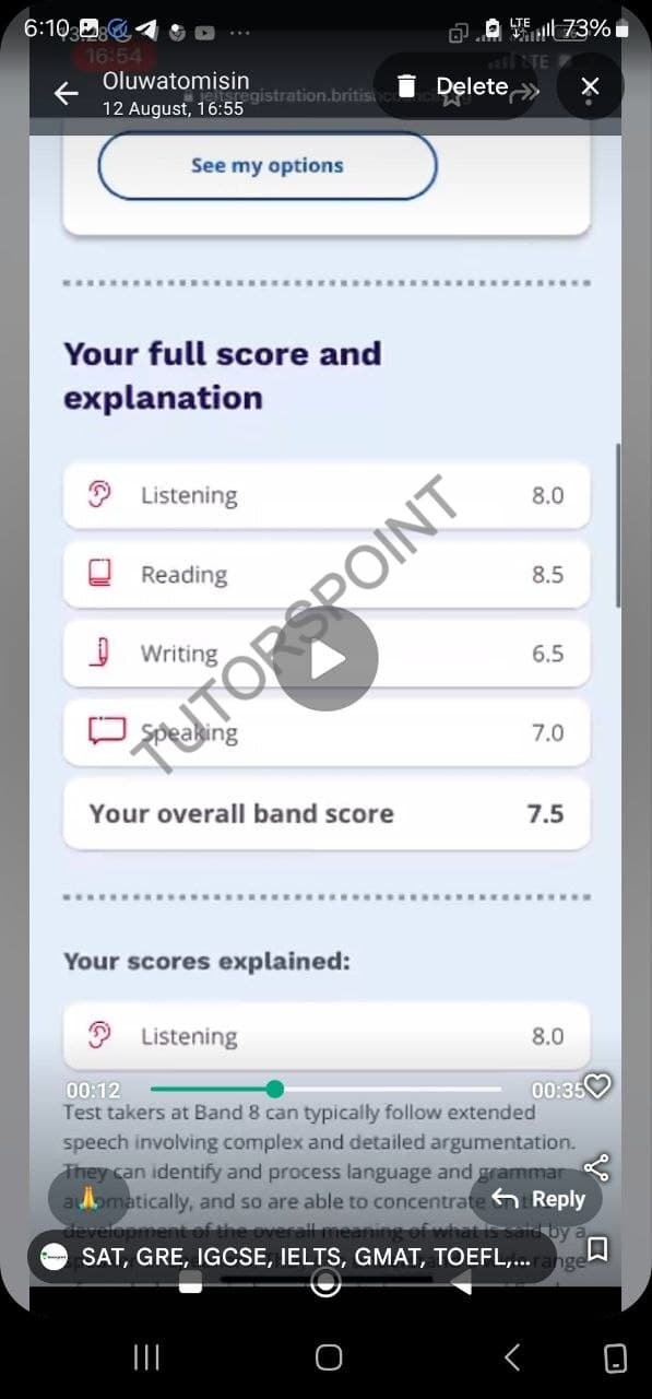 IELTS testimonial result 2