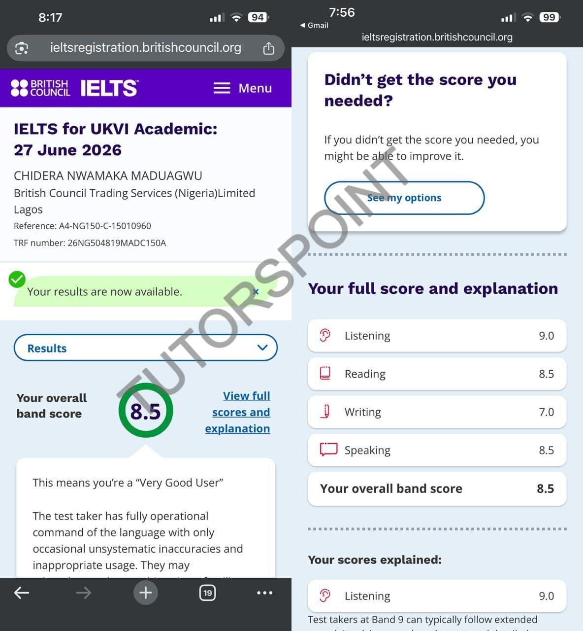 IELTS testimonial result 3