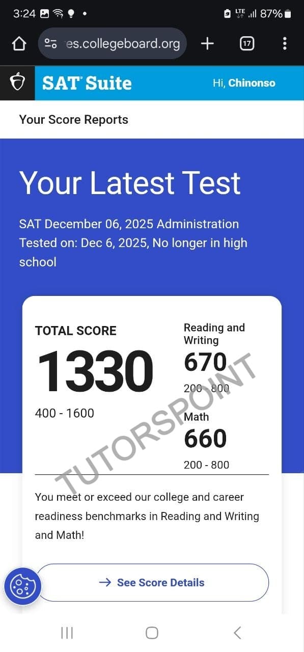 SAT testimonial result 2