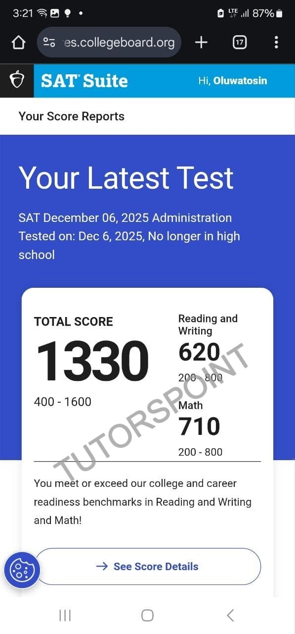 SAT testimonial result 3