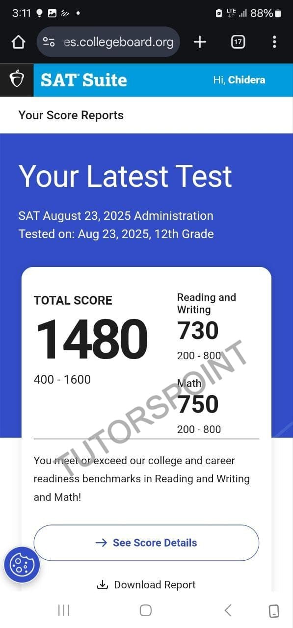 SAT testimonial result 4