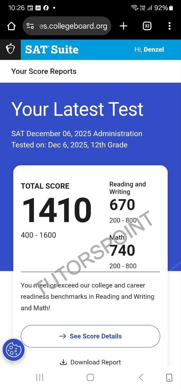 SAT testimonial result 6