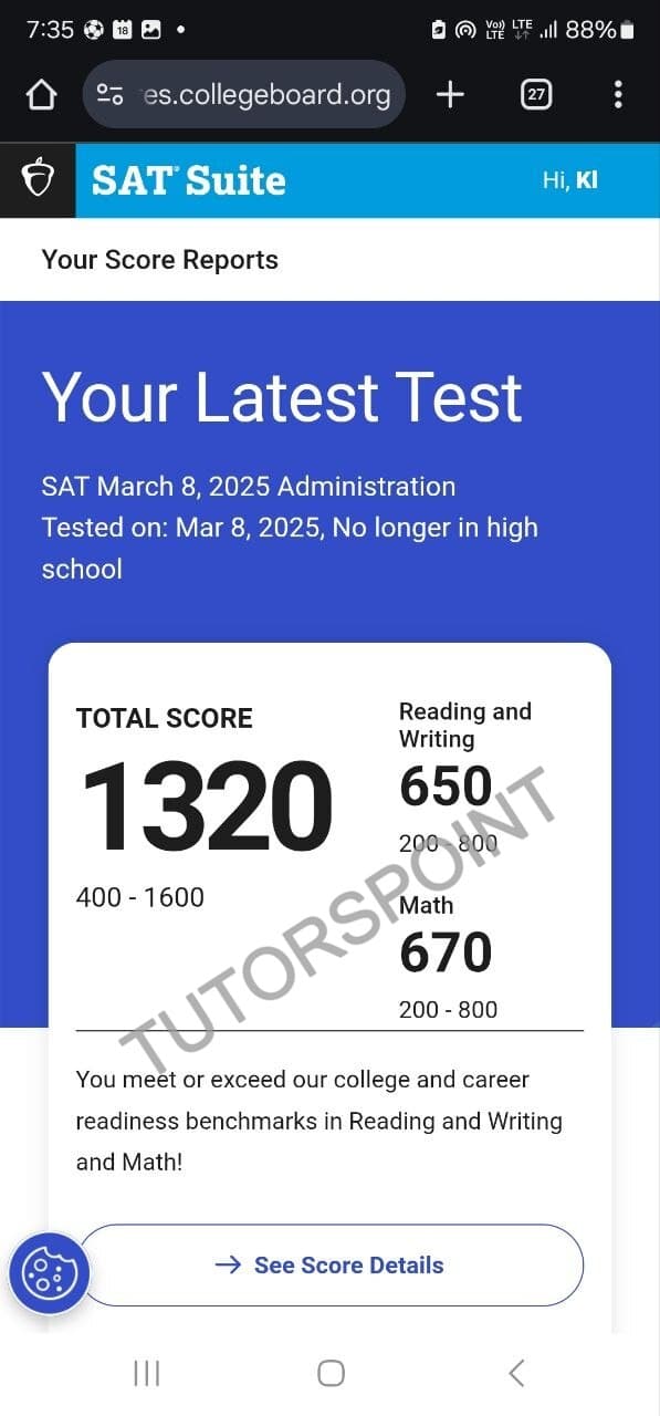 SAT testimonial result 8